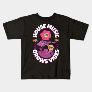 HOUSE MUSIC - Grows Vibes (White/Purple/pink/gold) Kids T-Shirt